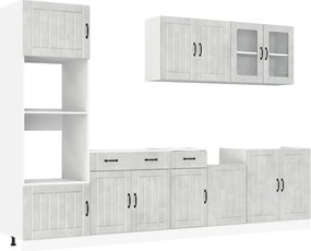 vidaXL Set dulapuri de bucătărie 7 piese „Lucca” gri beton Lemn