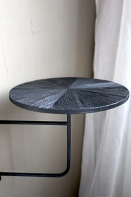 Masuta laterala de perete, neagra, din lemn masiv si metal D35cm, Clayn