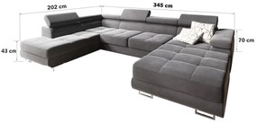 Supermobel Canapea in forma de U CASONE, 345x70x202, sawana 14/soft 11, stanga