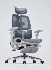 DeluxStar T10 Premium – Scaun ergonomic, cotiere 6D ultra moi, Suport Lombar 3 Zone Dinamice, Spătar ajustabil pe inaltime, Sezut Translatie, Tetiera 4D, mecanism multifunctional inclinare/blocare, pivotant, Mesh, Gri