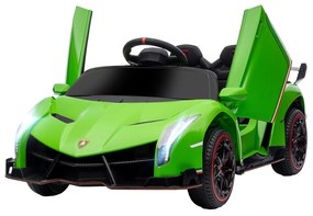 Lamborghini Veneno Electric cu Licenta 12V pentru Copii cu Usi Tip Fluture, Baterie Portabila, Claxon, pentru 3-6 ani, Verde HOMCOM | Aosom Romania