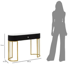 Masă consolă negru-auriu 43x100 cm Montpellier – Mauro Ferretti