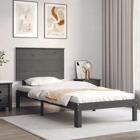 3193653 vidaXL Cadru de pat cu tăblie, gri, 100x200 cm, lemn masiv