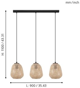 Eglo 43262 - Lustră pe cablu DEMBLEBY 3xE27/40W/230V