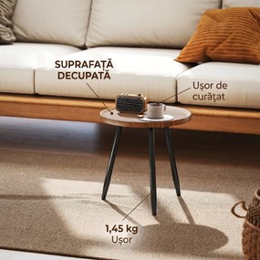 HOMCOM Măsuță de Cafea Modernă Rotundă cu Cadru din Oțel pentru Spații Mici, Lângă Canapea, Sufragerie, Dormitor, Efect de Lemn Castan | Aosom Romania
