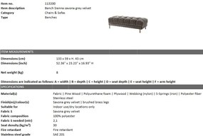 Bancheta eleganta design LUX Sienna, catifea gri 113200 HZ