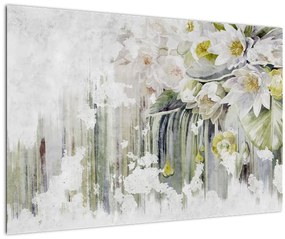 Tablou - Flori albe, vintage (90x60 cm)