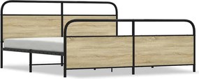 vidaXL Cadru pat metalic fără saltea, stejar sonoma, 200x200 cm