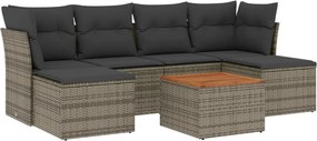 vidaXL Set canapele de grădină, 7 piese, cu perne, gri, poliratan
