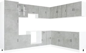 vidaXL Set dulapuri de bucătărie 14 piese „Porto” gri beton Lemn