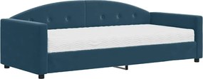 vidaXL Pat de zi cu saltea, albastru, 90x200 cm, catifea