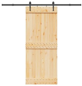 vidaXL Ușă glisantă cu set de feronerie 85x210 cm, lemn masiv de pin