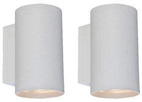 Set de 2 Aplice moderne albe rotunde cu 2 lumini - Sandy