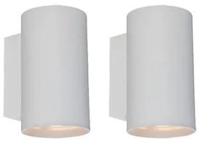 Set de 2 Aplice moderne albe rotunde cu 2 lumini - Sandy