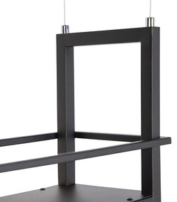 Lampă suspendată neagră cu raft 4 lumini - Cage Rack