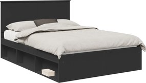 vidaXL Cadru de pat cu headboard Negru 140 x 200 cm Lemn de pin masiv