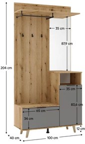 Mobilier hol Nadrano (stejar evoke + grafit) . 1097142