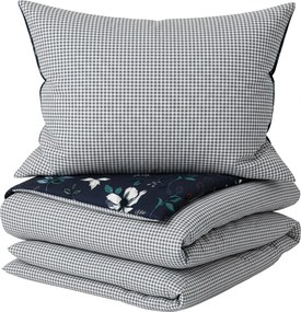 Lenjerie de pat reversibila DUO SENSE NOCTIFLORA albastru inchis cocolino/flanel Dimensiune lenjerie de pat: 2 buc 70 x 90 cm | 200 x 220 cm