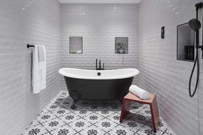 Baterie de podea negru, design elegant și modern – Perfectă pentru un interior contemporan.