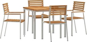 vidaXL Set de masă pentru grădină 5 pcs Maro Lemn solid de tec