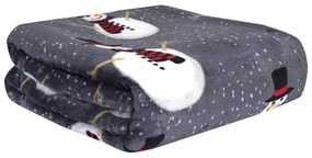 Patura pufoasa de Craciun luminata SNOW BUDDY, gri Dimensiune: 150 x 200 cm