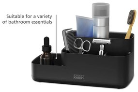 Organizator de baie negru din plastic EasyStore – Joseph Joseph