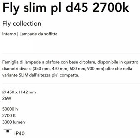 Plafoniera LED moderna Fly slim pl d45 2700k
