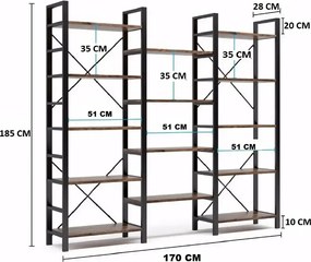 Biblioteca , stil industrial seria A-627,180x27x170 cm ,PL255