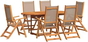 vidaXL Set mobilier de grădină, 7 piese, lemn masiv acacia/textilenă