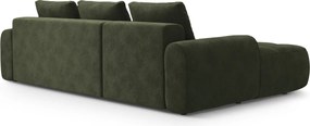 Coltar extensibil stanga 3 locuri, Linz, Cosmopolitan Design, 275x142x84 cm, catifea, verde