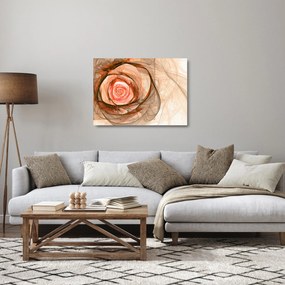 Tablou pe sticlă - Abstract trandafir roz cu fundal alb (70x50 cm)