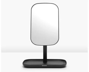 Oglindă cu suport pentru accesorii Brabantia ReNew 1004184, 28.3x20x12.6 cm, Bază antiderapantă, reglabilă la 360°, Gri închis