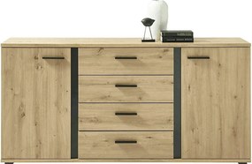 Comoda KANODE, stejar artisan/negru, PAL laminat, 170x40x84 cm