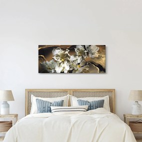 Tablou - Flori de orhidee pe fundal de marmură (120x50 cm)
