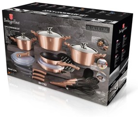 Set oale marmorate 22 piese, manere detasabile Rose Gold Metalic Line Berlinger Haus BH 7182