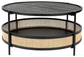 Măsuță de cafea neagră/în culoare naturală rotundă ø 80 cm Makoto – White Label