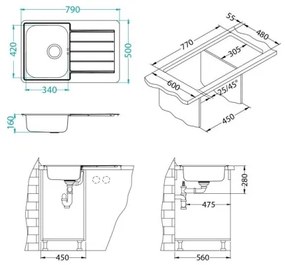 Chiuvetă de bucătărie ALVEUS 1069147 LINE 79x50 cm crom