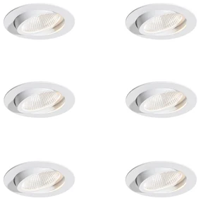 Set de 6 spoturi încastrate albe 9,5 cm, inclusiv LED 1300 lm, reglabile, IP23 - Gaius