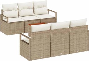 vidaXL Set de canapele pentru grădină 7 pcs Bej și crem poliratan