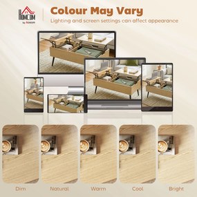 HOMCOM Masă de cafea rabatabilă cu dublu blat, masă de living cu compartiment ascuns și picioare din metal, lemn natural | Aosom Romania