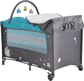 Patut pliant transformabil in tarc copii NOVOKIDS™ Sleepy NEST, 60X120 cm, 2 Niveluri, Masa infasat, Jucarie Carusel cu jucarii din plus, Fermoar