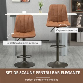 Scaune de bar vintage reglabile, set 2 piese 45x54x96-117cm, maro si gri HOMCOM | Aosom RO