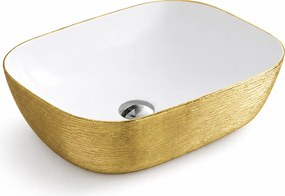 Lavoar baie pe blat 8217PG ceramica premium alb-auriu
