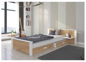 Pat Dormitor ALDEX Cu Sertar Maro Deschis/Alb 90x200cm