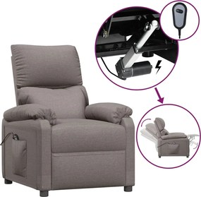vidaXL Fotoliu rabatabil electric, gri taupe, material textil
