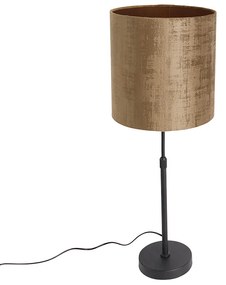 Lampă de masă neagră cu abajur din catifea maro 25 cm reglabilă - Parte