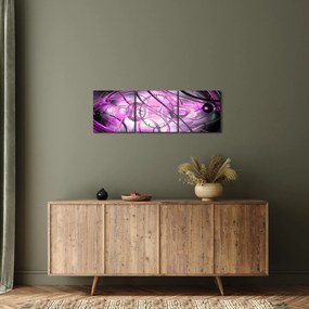 Tabloul cu abstracție frumoasă în violet (cu ceas) (90x30 cm)