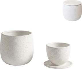 Set ceramic din doua piese, ceasca si recipient NEST 10 cm, alb
