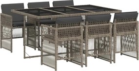 vidaXL Set mobilier de grădină cu perne, 7 piese, gri, poliratan