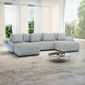 Colțar extensibil dumonde cu ladă de depozitare si sezut confortabil din spuma high-density, Berlin U Zoom GREY 380x180 cm